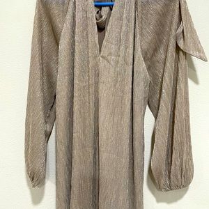 New York & Company dress happy nature. Tan with gold, XS.